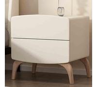 Moderna mesita de noche con diseño sin asa y rieles deslizantes silenciosos, dos cajones de almacenamiento de gran capacidad, a prueba de polvo, mesa de noche con arco de media luna para decoración de