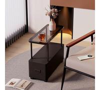 Moderna mesita de noche con ruedas, mesa auxiliar negra y gris con cajones, almacenamiento abierto para dormitorio y sala de estar, mesa auxiliar móvil, 20 x 40 x 60 cm, diseño elegante y funcional