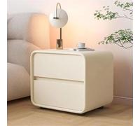 Moderna mesita de noche de 2 cajones, minimalista, práctica, para dormitorio, color beige, 19.7 x 15.7 x 18.9 pulgadas, elegante solución de almacenamiento, muebles contemporáneos