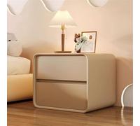 Moderna mesita de noche de 2 cajones, minimalista y práctica, mesa de dormitorio, acento caqui, 17.7 x 15.7 x 18.9 pulgadas, elegante solución de almacenamiento para decoración de dormitorio