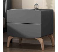 Moderna mesita de noche de arco de media luna con diseño sin asas y rieles deslizantes silenciosos, dos amplios cajones de almacenamiento a prueba de polvo, mesita de noche para dormitorio, color gris