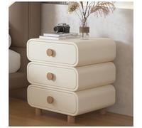 Moderna mesita de noche de cuero, mesa auxiliar de madera con 3 cajones, elegante almacenamiento para dormitorio y sala de estar, mesa de noche compacta para sofá y oficina, 35 cm