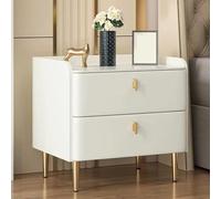 Moderna mesita de noche de madera con 2 cajones, diseño que ahorra espacio para dormitorio y sala de estar, fácil montaje