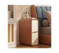 Moderna mesita de noche de madera maciza con 2 cajones, diseño delgado y estrecho para dormitorio, mesa auxiliar pequeña para sofá, mesita de noche, cómoda con gran ambición