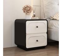 Moderna mesita de noche de madera maciza con 2 cajones, mesa decorativa lacada para dormitorio y sala de estar, no requiere montaje (45 x 40 x 50 cm, color negro)