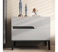 Moderna mesita de noche de madera maciza con asa de cajón de cuero creativo, multicolor, gran capacidad, ideal para dormitorio, sala de estar y diseño más elegante y funcional