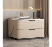 Moderna mesita de noche de madera maciza con cajones de almacenamiento dobles y encimera de pizarra, ideal para dormitorio o sala de estar, estilo nórdico italiano
