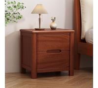 Moderna mesita de noche de madera maciza con cajones, mesita de noche minimalista para sala de estar, dormitorio, oficina, esquinas redondeadas totalmente montadas, acabado rojo (35 cm)