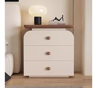 Moderna mesita de noche de madera maciza con dos cajones, no requiere instalación, para dormitorio y sala de estar