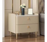 Moderna mesita de noche de madera, mesita de noche que ahorra espacio, con 2 cajones y patas de metal, fácil montaje para dormitorio y sala de estar