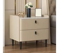 Moderna mesita de noche de madera, mesita de noche que ahorra espacio, con 2 cajones y patas de metal, fácil montaje para dormitorio y sala de estar