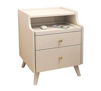 Moderna mesita de noche de madera pequeña para dormitorio y sala de estar, mesa auxiliar que ahorra espacio (Bianco 40 cm), perfecta para espacios compactos