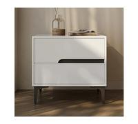 Moderna Mesita de noche de madera simple Lado estrecho Mesita de noche de almacenamiento de color sólido Cajón doble de gran capacidad con muebles de noche deslizantes silenciosos Dormitorio(Blanco,Gr