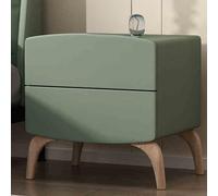 Moderna mesita de noche de media luna con diseño sin asas, rieles deslizantes silenciosos y dos cajones de almacenamiento de gran capacidad a prueba de polvo para decoración de dormitorio (verde, 45