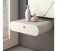 Moderna mesita de noche de pared con cajón, muebles de dormitorio de madera maciza blanca, mesa de noche flotante de 50 cm para decoración contemporánea del hogar.