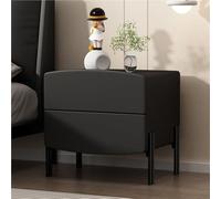 Moderna mesita de noche envuelta en cuero, para el hogar, ideal para sala de estar, con 2 cajones, marco de madera maciza, diseño de arco de media luna, almacenamiento elevado