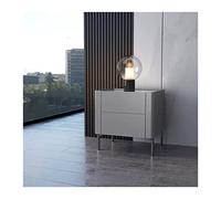 Moderna Mesita de noche gris 2 cajones Mesita de noche de madera de gran capacidad con patas de metal Mesita de noche con encimera de pizarra de roca resistente al desgaste for dormitorio Sala de esta
