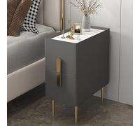 Moderna mesita de noche gris oscuro con 2 cajones, mesita de noche pequeña que ahorra espacio, elegante solución de almacenamiento para dormitorio, diseño compacto de 30 x 40 x 50 cm, para espacios