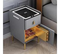Moderna mesita de noche inteligente con estación de carga inalámbrica USB, luces de caja fuerte y acabado brillante, ideal para dormitorio, sala de estar y oficina