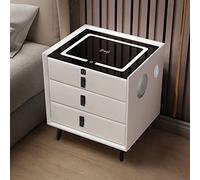 Moderna mesita de noche inteligente con USB, luz LED, carga inalámbrica, bloqueo de huellas dactilares, altavoz Bluetooth, perfecta para organización de dormitorio y sala de estar
