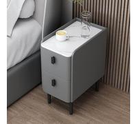 Moderna mesita de noche inteligente LED con estación de carga, mesita de noche de madera con dos cajones, diseño multifuncional, audio Bluetooth, construcción de madera maciza, tamaño pequeño, estilo