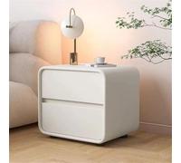 Moderna mesita de noche minimalista de 2 cajones para dormitorio, práctica mesa auxiliar blanca (9.8 x 15.7 x 18.9 pulgadas), elegante solución de almacenamiento