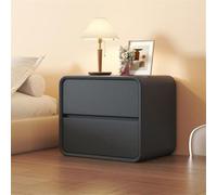 Moderna mesita de noche minimalista de 2 cajones para dormitorio, práctica mesa de noche gris oscuro, 17.7 x 15.7 x 18.9 pulgadas, elegante solución de almacenamiento