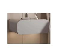 Moderna mesita de noche montada en la pared con cajones integrados, estante lateral que ahorra espacio para sala de estar, entrada, 15.7 x 15.7 x 7.8 pulgadas, color gris claro, elegante solución de