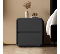 Moderna mesita de noche multifuncional con 2 cajones de madera maciza para almacenamiento de dormitorio, diseño simple negro, 30 x 40 x 40 cm, ideal para decoración del hogar