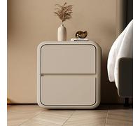 Moderna mesita de noche multifuncional con 2 cajones de madera maciza para dormitorio, mesa de almacenamiento simple color caqui, para decoración de dormitorio, 40 x 40 x 40 cm