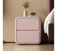 Moderna mesita de noche multifuncional con 2 cajones de madera para almacenamiento de dormitorio, diseño simple rosa, madera maciza, 40 x 40 x 47 cm