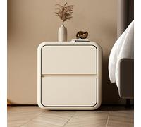 Moderna mesita de noche multifuncional con 2 cajones de madera para dormitorio, diseño simple beige, madera maciza, tamaño: 30 x 40 x 40 cm, elegante mueble de dormitorio