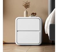 Moderna mesita de noche multifuncional con 2 cajones, mesita de noche simple de madera blanca para dormitorio, almacenamiento elegante y funcional, 30 x 40 x 40 cm