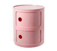 Moderna mesita de noche redonda con almacenamiento, puerta corrediza y cajones, elegante nizer para dormitorio, sala de estar o baño, mesa de plástico de poliuretano duradero.
