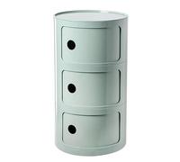 Moderna mesita de noche redonda con cajón y puerta corredera, almacenamiento que ahorra espacio para dormitorio, sala de estar o baño, elegante mesa de plástico (verde B, 3)