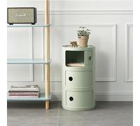 Moderna mesita de noche redonda de plástico con puerta corredera, mesa auxiliar versátil de estilo nórdico para dormitorio, baño, oficina, elegante solución de almacenamiento y muebles decorativos