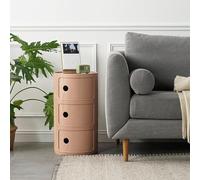 Moderna mesita de noche redonda nórdica con pecho extraíble, mesa auxiliar de plástico con puerta corredera para dormitorio, baño u oficina
