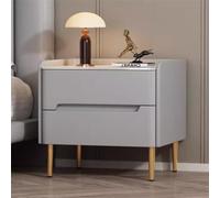 Moderna mesita de noche retro con asa oculta, 2 cajones, cómoda de madera, elegante almacenamiento para dormitorio, ideal para sala de estar, dormitorio, pasillo, color claro