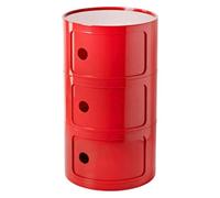 Moderna mesita de noche roja - Mesita de noche de 2/3 niveles con cajones y puerta corredera, elegante mesa auxiliar de plástico para dormitorio, diseño nórdico, simple y funcional (58 x 32 cm)