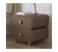 Moderna Mesitas de noche de madera con 2 cajones Mesita de noche de cuero sintético de color café vintage con pie de madera Estilo moderno for muebles de almacenamiento de dormitorio 19.6 "H Dormitori