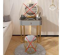 Moderna mini tocador con espejo iluminado, juego de tocador compacto para dormitorio pequeño, luces LED ajustables para maquillaje y almacenamiento