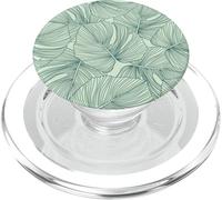 Moderna Minimalista Tropical Monstera Hoja Línea Dibujado Verde PopSockets PopGrip para MagSafe