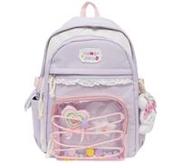 Moderna mochila escolar con vista de reticulación, adornos sofisticados, tela resistente a la intemperie, multifuncional, compartimentación, comodidad, resolución de transporte, encantador, encantador
