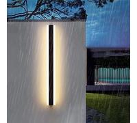 Moderna Negro Jardín Apliques de Pared Exterior/Interior LED Largo Lámpara de Pared Barra de Luz Impermeable IP67 Luz de Aluminio Iluminación Balcón Porche Camino Patio (Blanco Cálido 3000K,40CM)