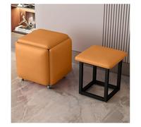 Moderna otomana cuadrada 5 en 1 con cojín curvado, reposapiés que ahorra espacio para espacios pequeños, versátil asiento de puf naranja, muebles elegantes y funcionales