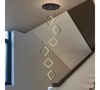 Moderna Rombo Lampada A Sospensione LED Dimmerabile Scale Lampadario Da Soggiorno Nero Luci Pendenti Sala Da Pranzo Alberghi Ingresso Lampada Regolabile In Altezza Plafoniera(6 Heads)