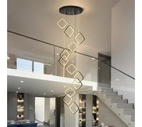 Moderna Rombo Lampada A Sospensione LED Dimmerabile Scale Lampadario Da Soggiorno Nero Luci Pendenti Sala Da Pranzo Alberghi Ingresso Lampada Regolabile In Altezza Plafoniera(12 Cabezales)