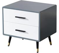 Moderna, sencillez de madera maciza, 2 cajones, decoración de mesita de noche con patas de metal, no es necesario instalar 40/45/50 cm