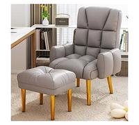 Moderna silla de club con reposapiés, sillón otomano acolchado individual, sillón reclinable, silla de tocador, asiento tapizado, silla de lectura para sala de estar, dormitorio (color: gris claro