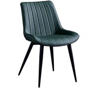 Moderna silla de comedor retro, asiento tapizado de piel sintética con patas de metal, perfecta para el hogar, restaurante, sala de estar, silla decorativa verde